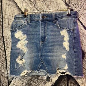 Hollister Blue Distressed Mini Skirt